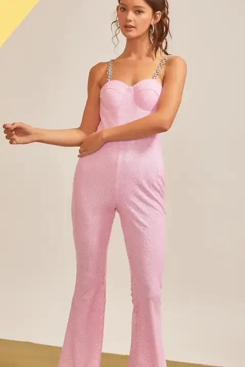 Pink Sequin Jumpsuit