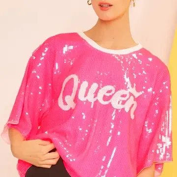 Queen Sequin Top Pink