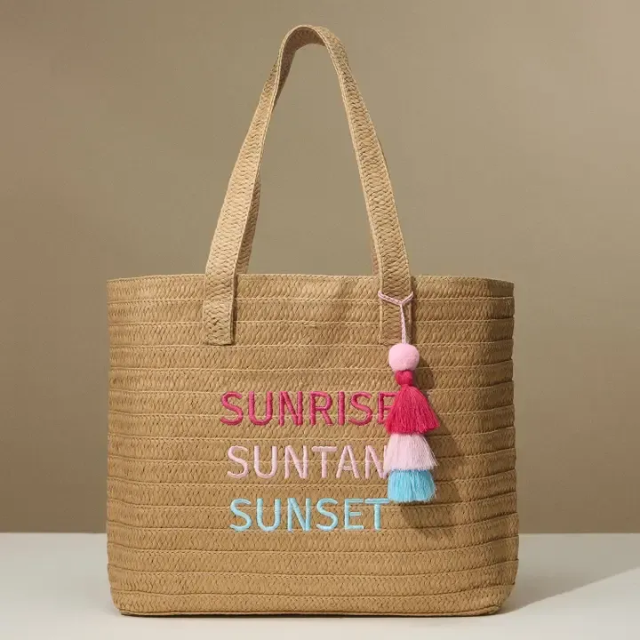 Sunrise Suntan Raffia Tote Bag