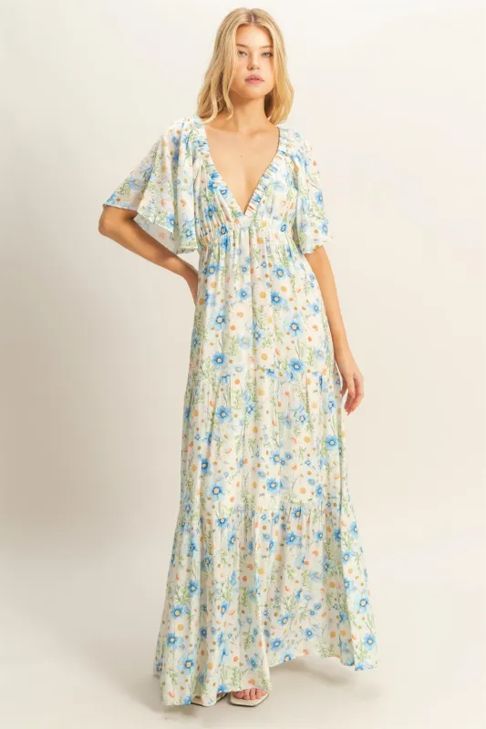 Blue Floral Maxi Dress