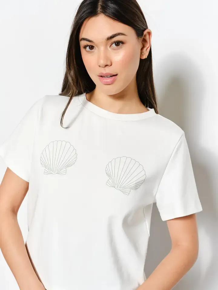 Shell Print White Tee