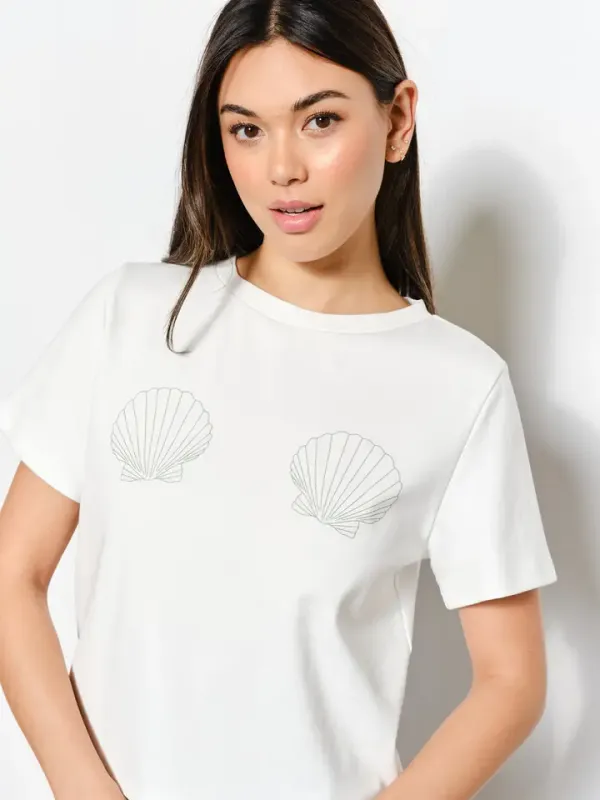 Shell Print White Tee