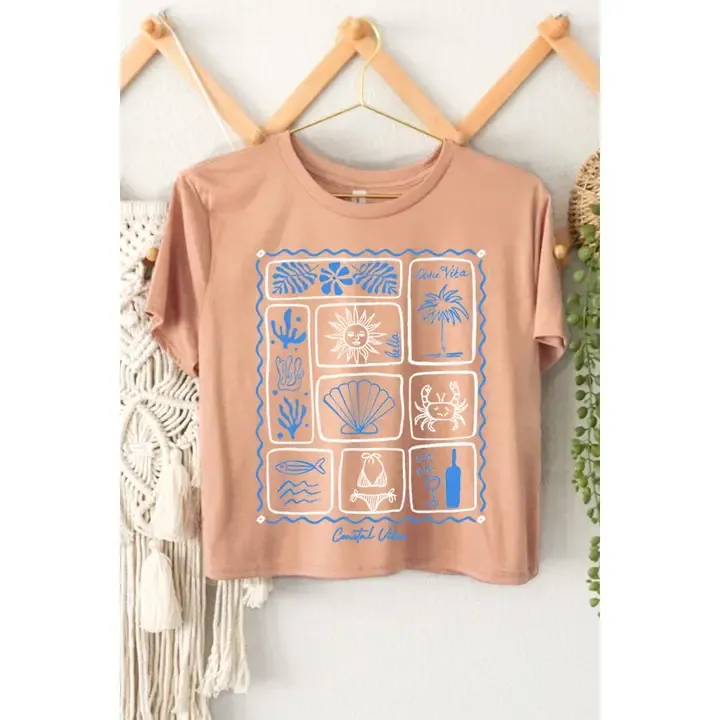Coastal Vibes Graphic Crop Top