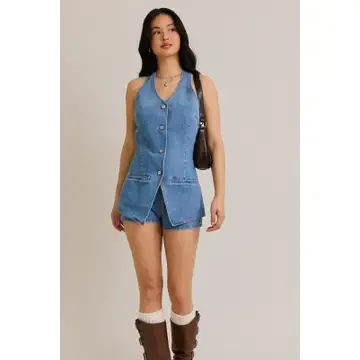 Denim Vest Style Romper