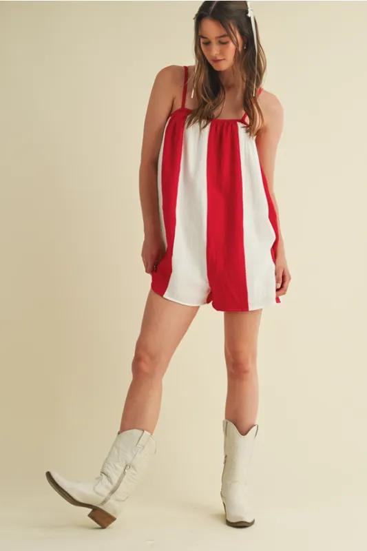 Striped Red &amp; White Romper