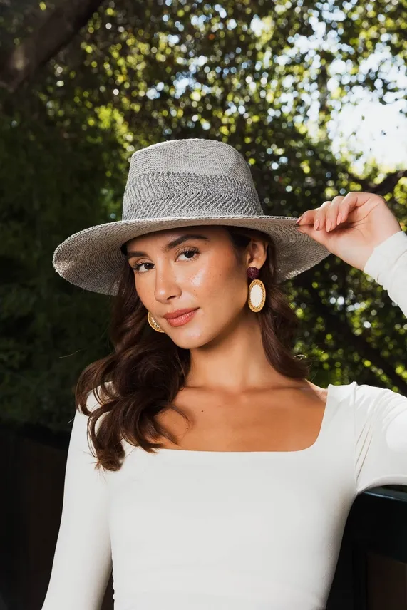 Gray Wide Brim Western Style Hat