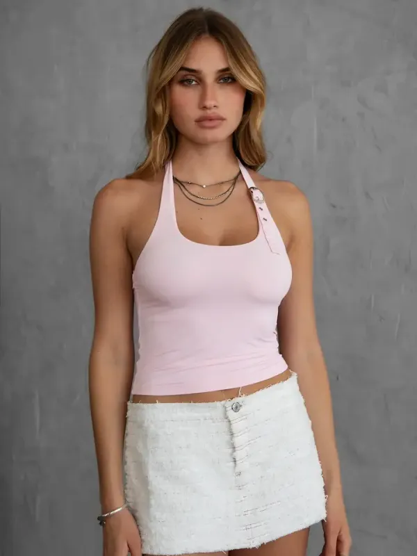 Halter Cami Top With Belted Strap
