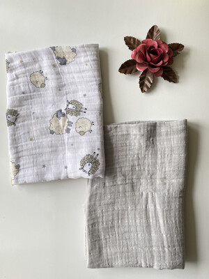 Lil Zookeeper Set Of Two Gauze Blanket Swaddles Lil Zookeeper Set Of Two Gauze Blanket Swaddles