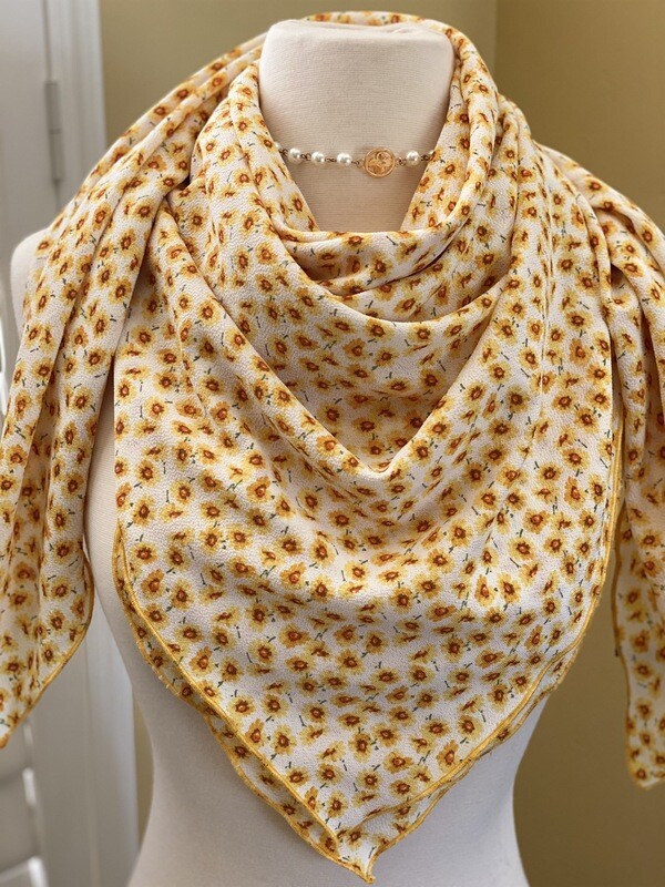 Sunny- 42” Bubble Crepe Wild Rag Sunny- 42” Bubble Crepe Wild Rag
