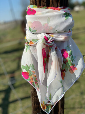 Scarlet- 42” Chiffon Floral Ladies Fashion Scarf Scarlet- 42” Chiffon Floral Ladies Fashion Scarf