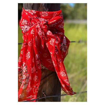 Daisy Duke- 42” Red Chiffon PaIsLeY Cowboy Wild Rag Daisy Duke- 42” Red Chiffon PaIsLeY Cowboy Wild Rag