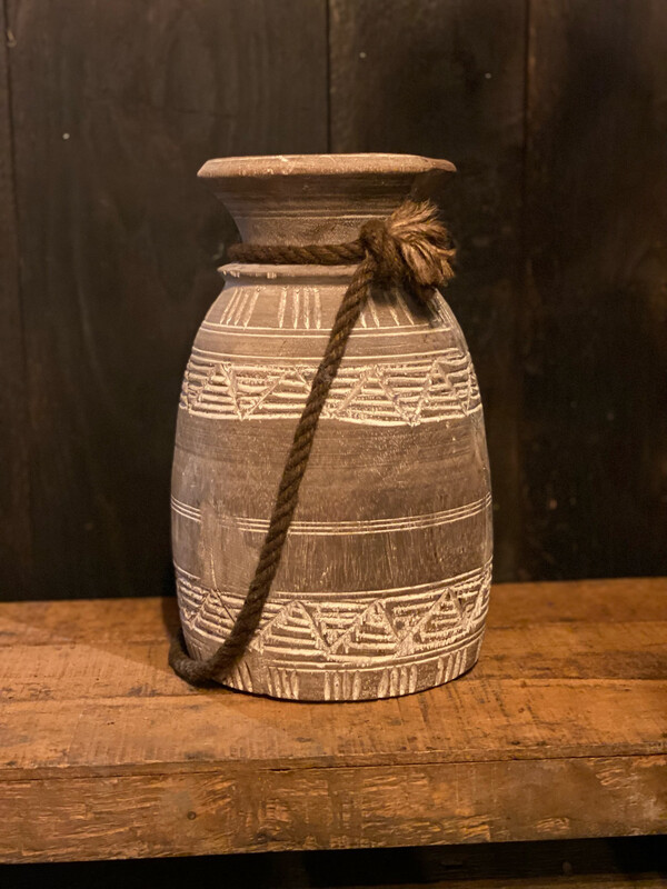 Houten Nepalese Pot Met Motief
