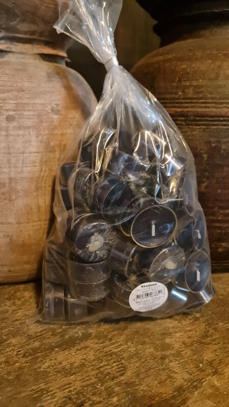 zak zwarte theelichtjes 60 stuks