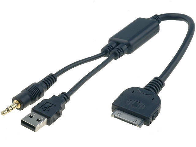 Автомобильный кабель USB+AUX для iPhone/iPod/iPad 30 см.