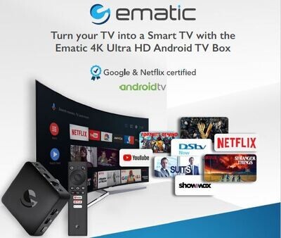 Ematic 4K (Ultra HD) Android TV Box + 1 Month Free Streaming
