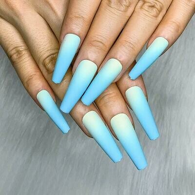 Empirical Beauty Blue Ombre Matte Acrylic Nails