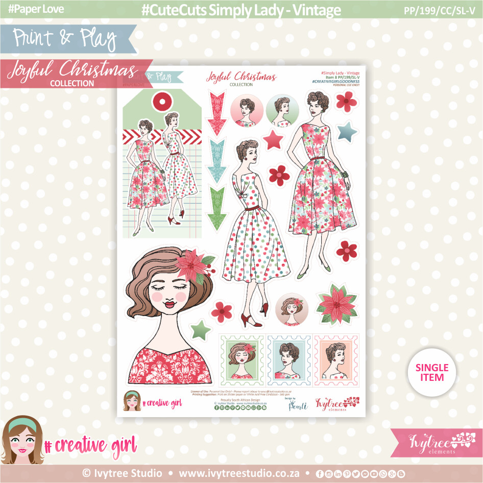 CUTE CUTS - Simply Lady - Vintage - Joyful Christmas Collection
