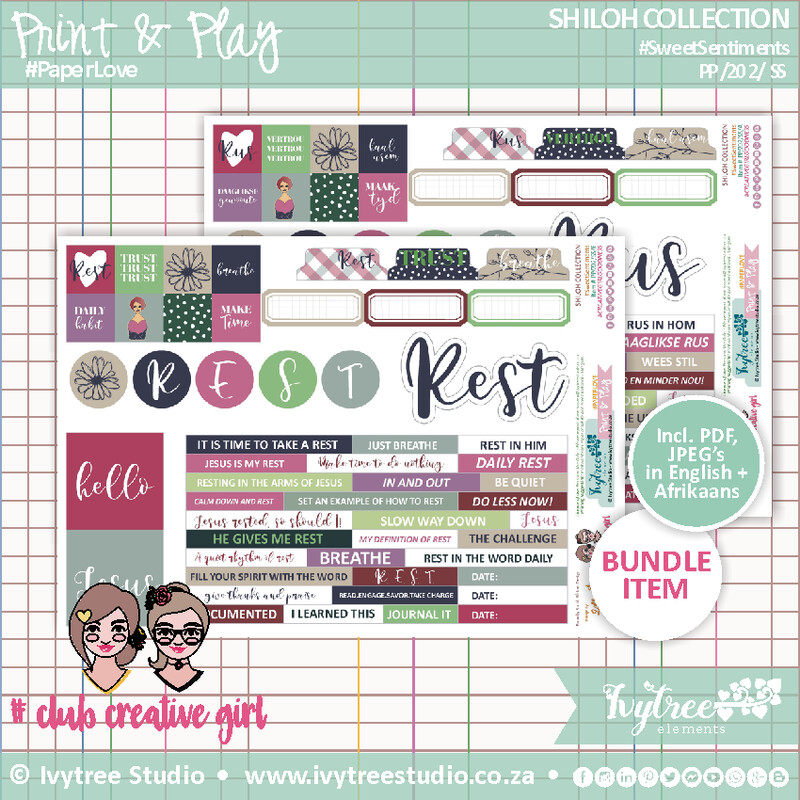 Bible Journaling Elements - SHILOH COLLECTION - Sweet Sentiments - Incl. English+Afrikaans kits (4 page kit)
