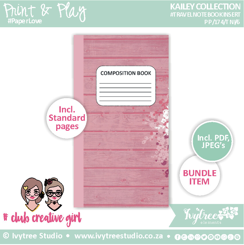 Travel Notebook Insert - Core - Kailey Collection - 6