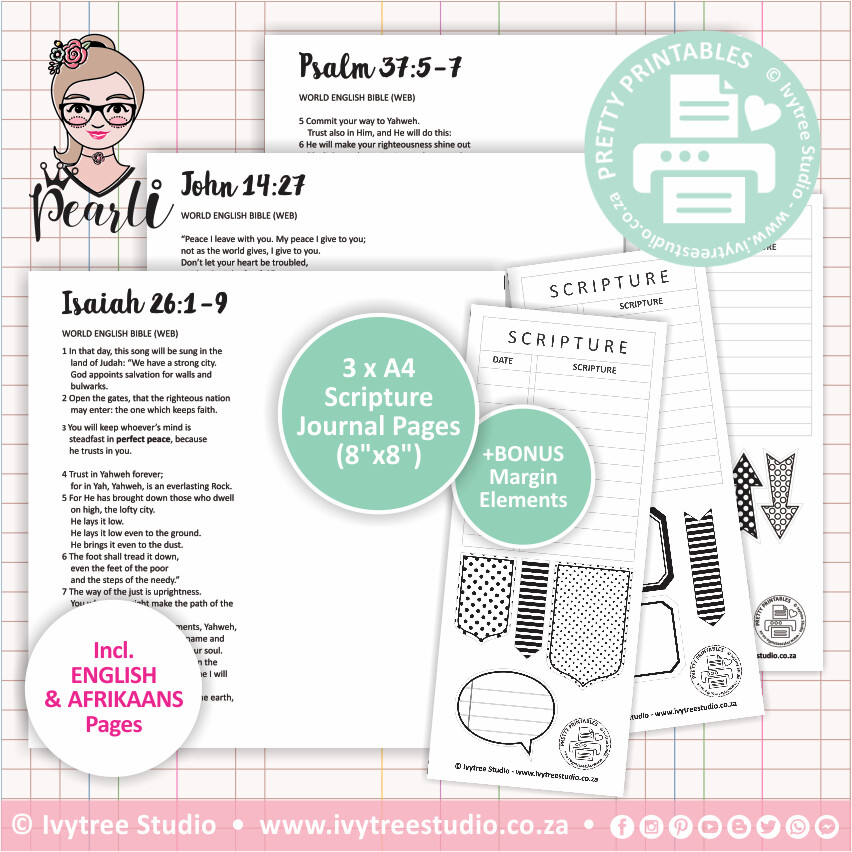 Gracelilly Faith Art Scripture Journal KIT - Peaceful &amp; Patient Collection - Incl. BONUS Elements