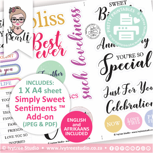 CUTE CUTS - Simply Sweet Sentiments Add-on (Eng/Afr) - Victoria Collection