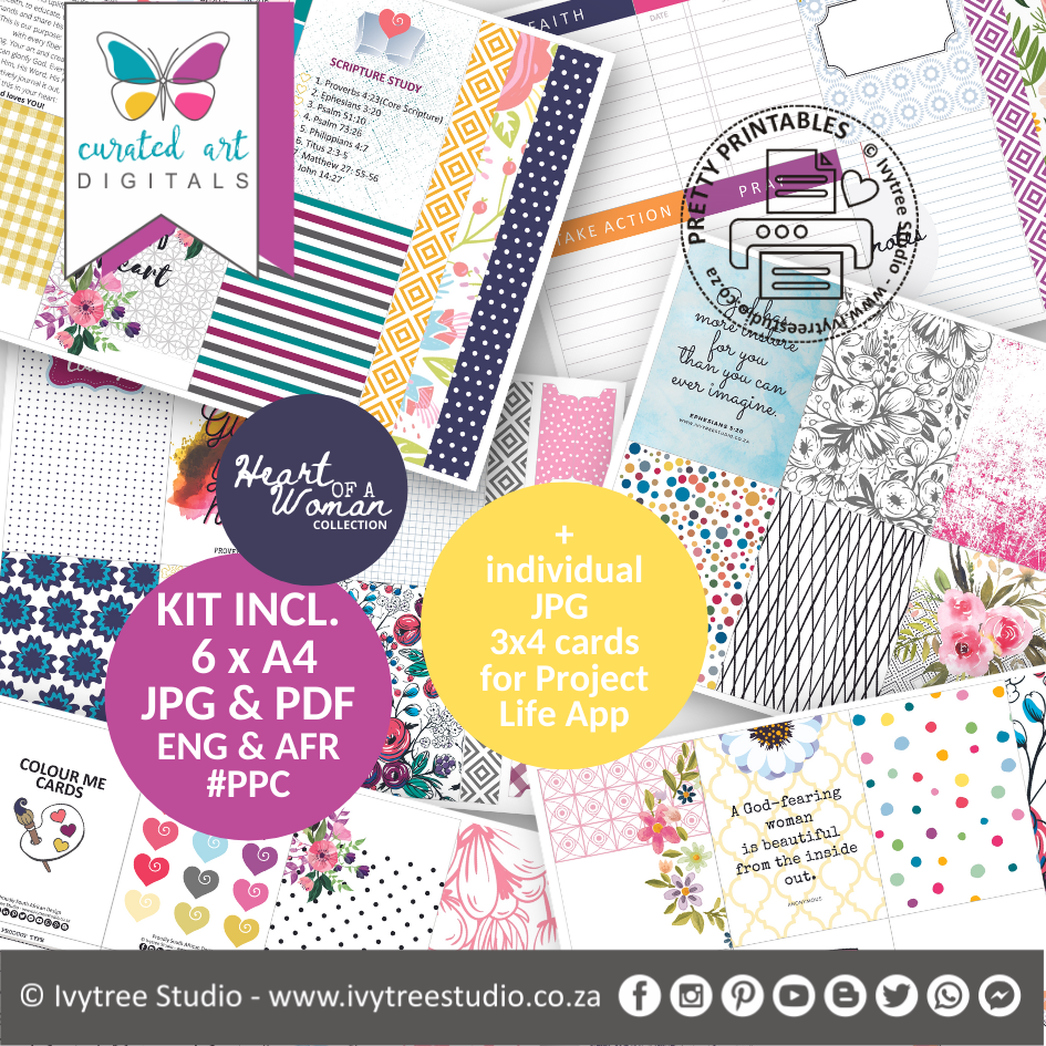 Pretty Pocket Cards - Heart of A Women Collection - Curated Art Digitals (Incl. Eng&amp;Afr)