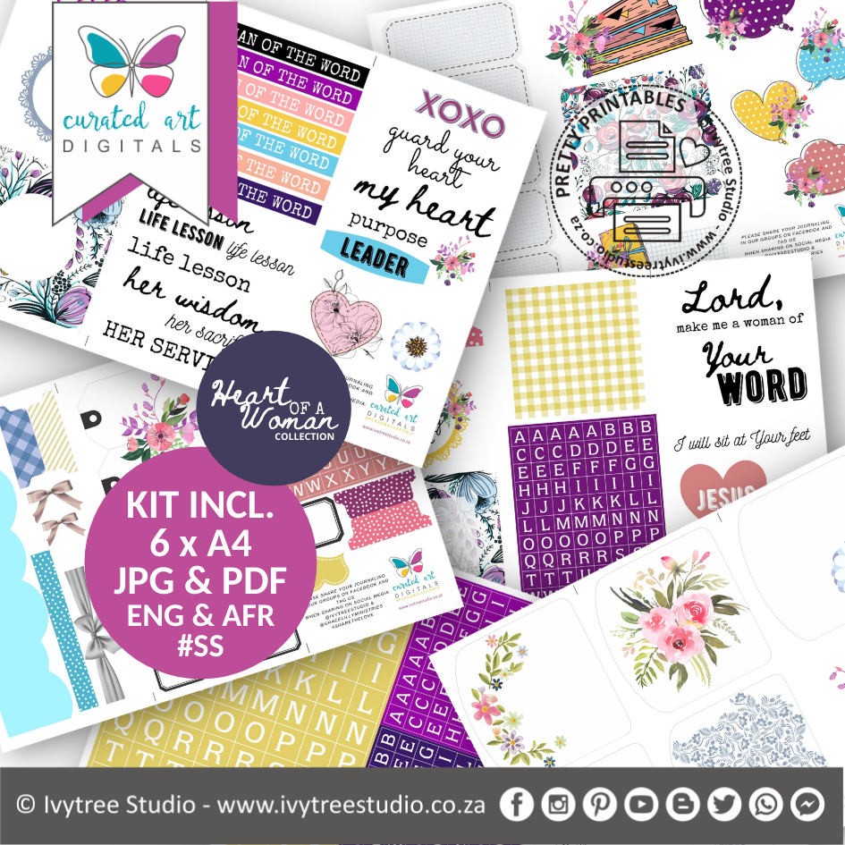 Sweet Sentiments | Heart of A Women Collection | Bible Journaling Kit  | Incl. English+Afrikaans | Ivytree Studio