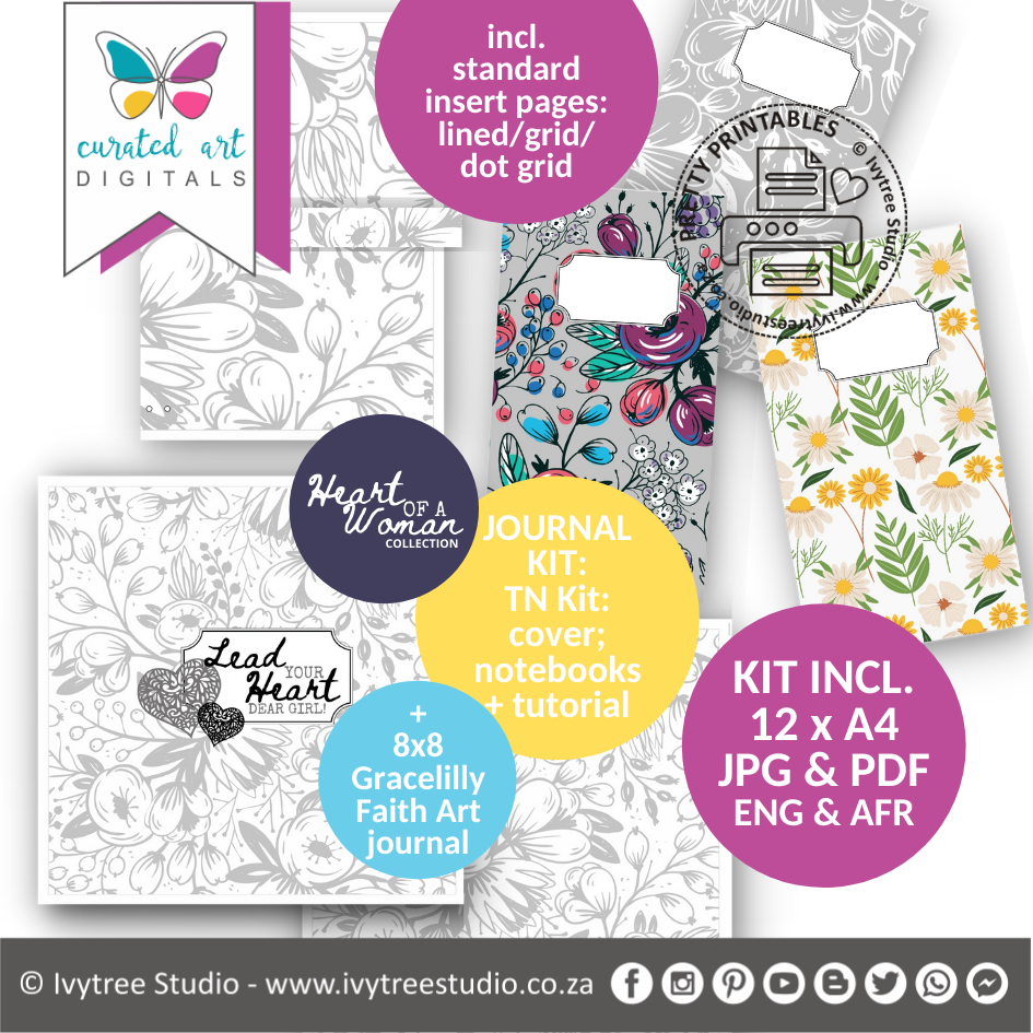 Just Write Journal Kit - Heart of A Women Collection - Curated Art Digitals - Eng&amp;Afr