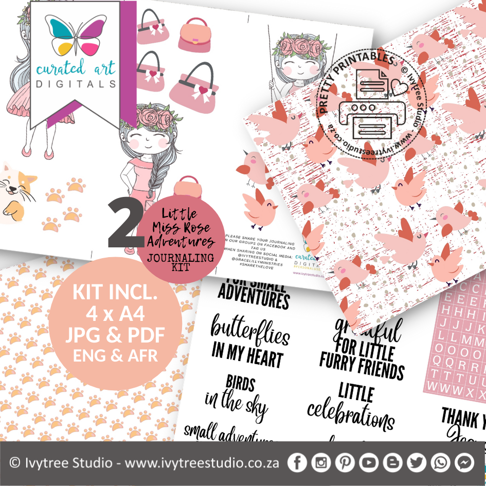 Little Miss Adventure Kit 2 | Rose | Bible Journaling Kit  | Incl. English+Afrikaans | Ivytree Studio