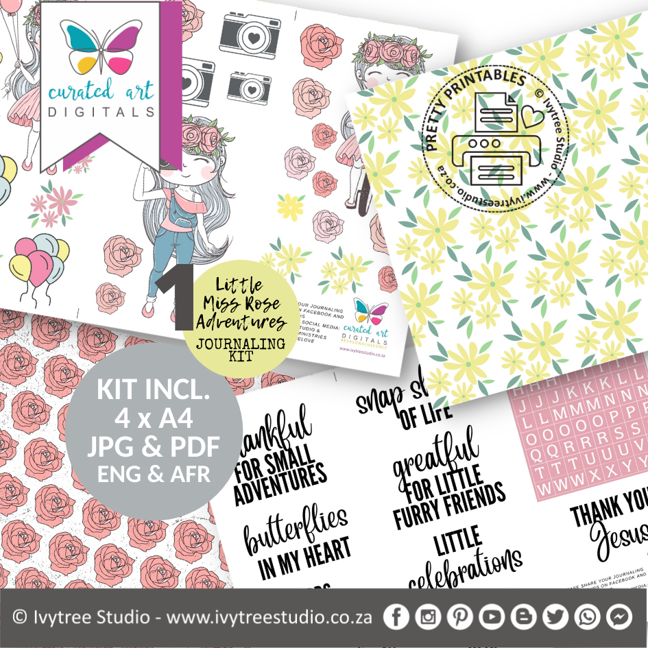 Little Miss Adventure Kit 1 | Rose | Bible Journaling Kit  | Incl. English+Afrikaans | Ivytree Studio
