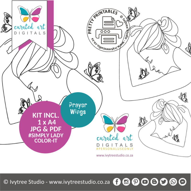 Prayer Wings | Simply Lady Art | Color-It | Bible Journaling Kit  | Incl. English+Afrikaans | Ivytree Studio