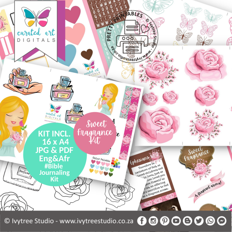Sweet Fragrance - Bible Journaling Kit - Curated Art Digitals - LillyB Design - Incl. Eng+Afr