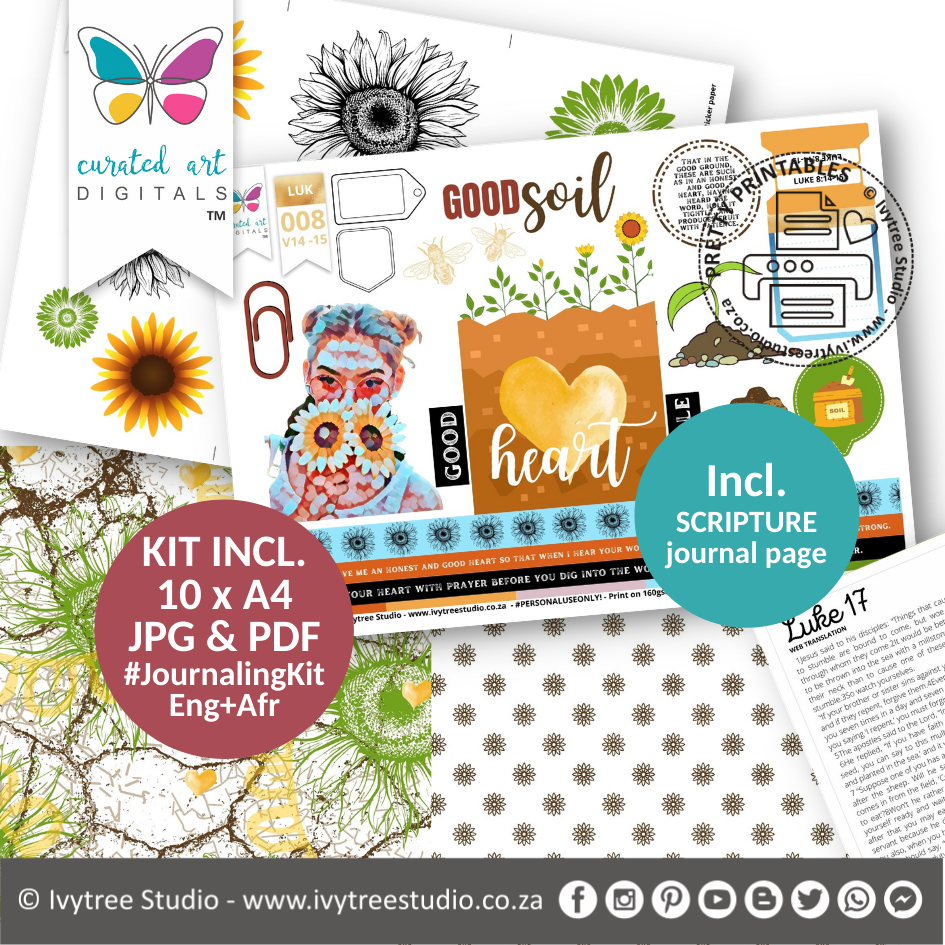 Good Soil - Journaling Kit - Curated Art Digitals - LillyBDesign - Eng+Afr - Incl. Journal Pages - Luke 8