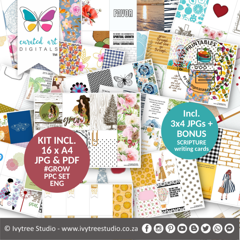 Grow - Pretty Pocket Card Set - Curated Art Digitals - LillyBDesign - English set