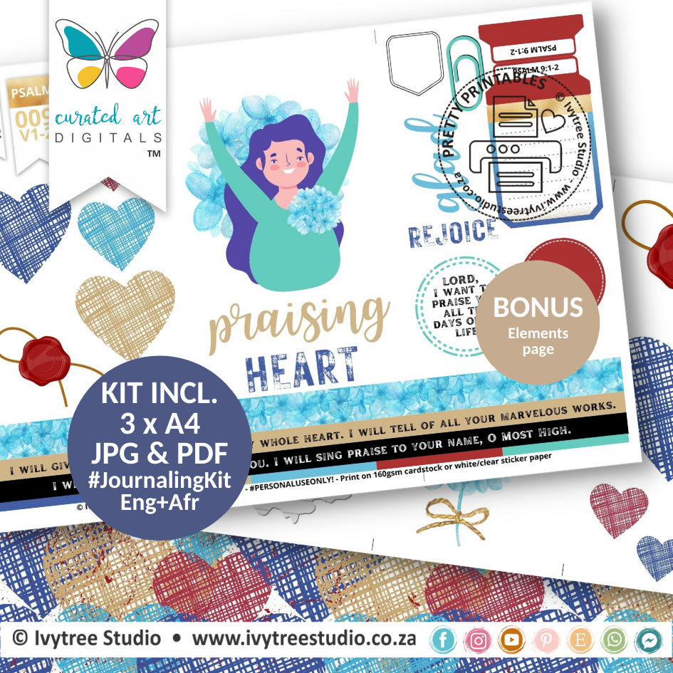Praising Heart | Bible Journaling Kit  | Incl. English+Afrikaans | Ivytree Studio