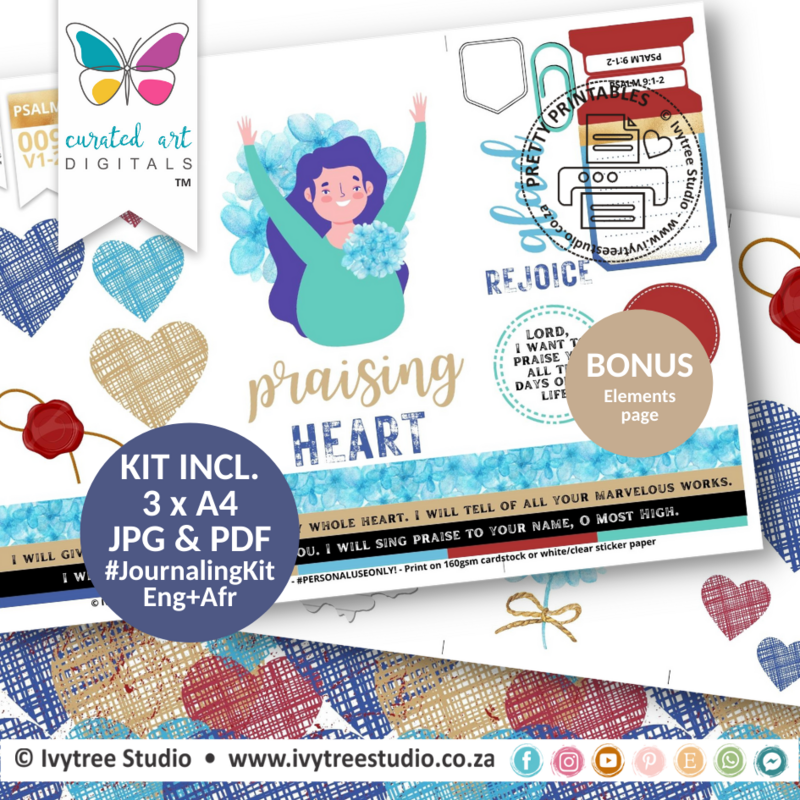 Praising Heart | Bible Journaling Kit  | Incl. English+Afrikaans | Ivytree Studio