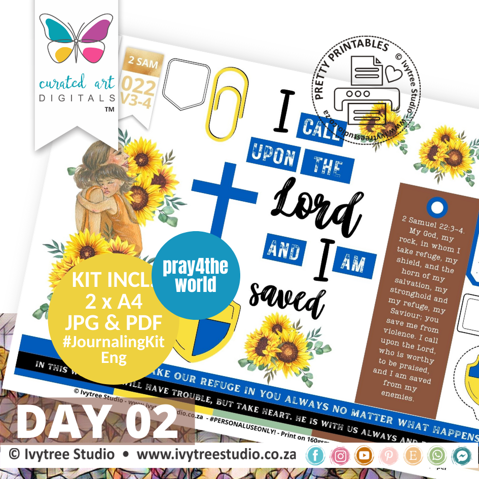 Saved - Pray4TheWorld - BibleJournaling Kit 2 - Curated Art Digitals - 14 Day Prayer Instagram Prayer Challenge Kit - English