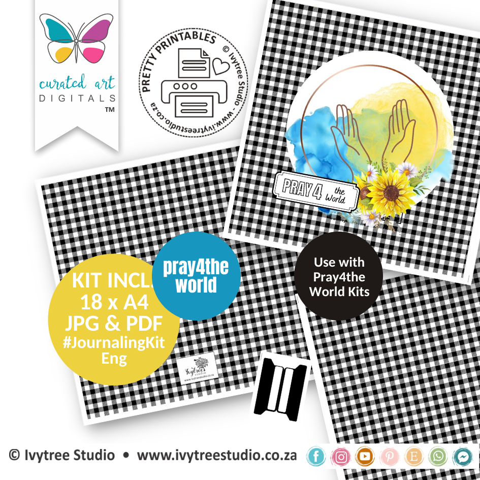 Pray4TheWorld - Scripture Journal - Curated Art Digitals - 14 Day Prayer Instagram Prayer Challenge Kit - English