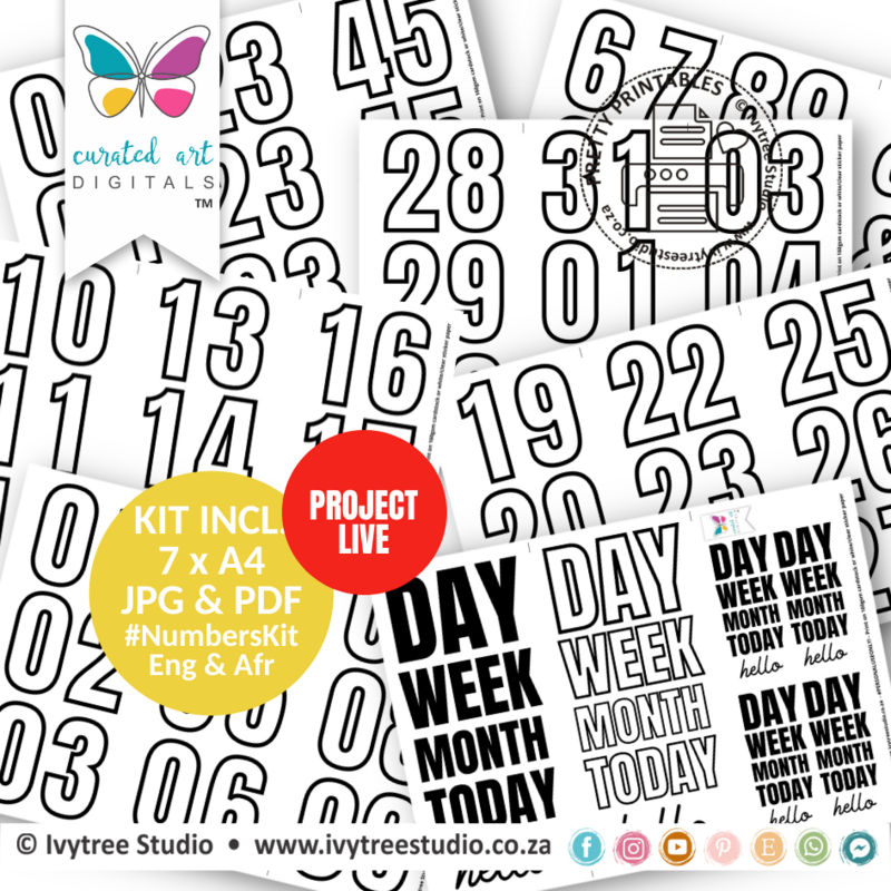 Hello Numbers Kit - Project Life - Curated Art Digitals - LillyBDesign - Incl. English + Afrikaans
