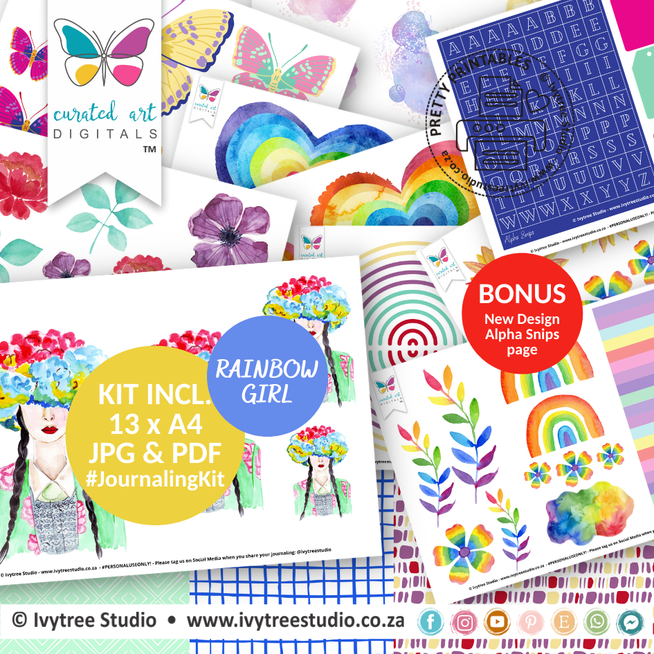 Rainbow Girl - Journaling Kit - Curated Art Digitals - LillyBDesign