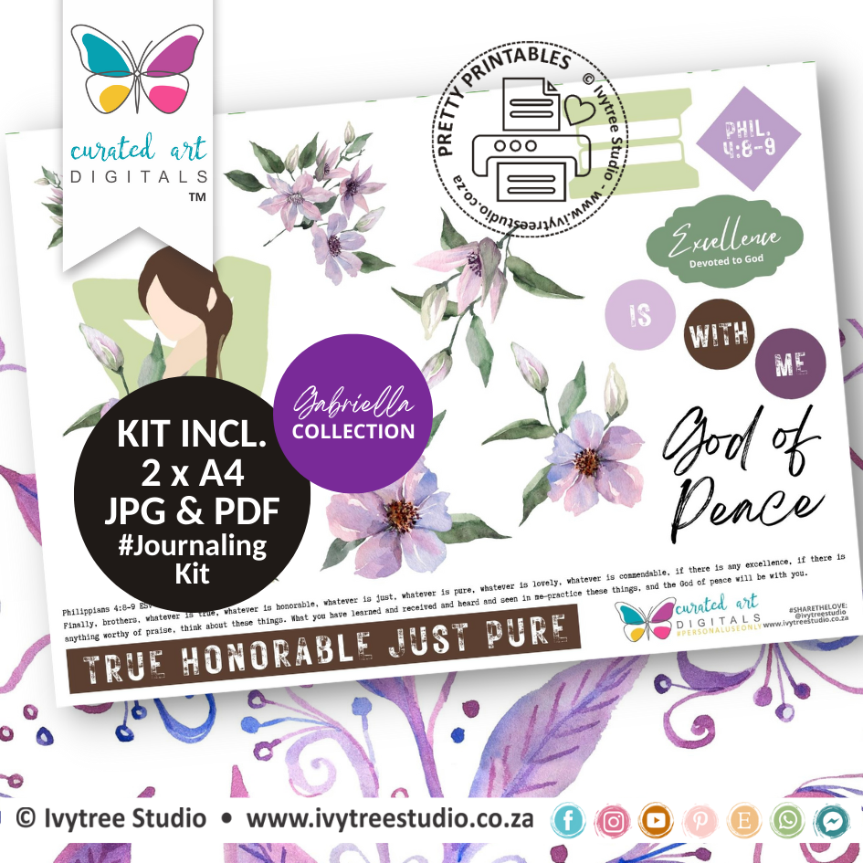 Excellence - journaling Kit - Gabriella collection - Curated Art Digitals - LillyB Design