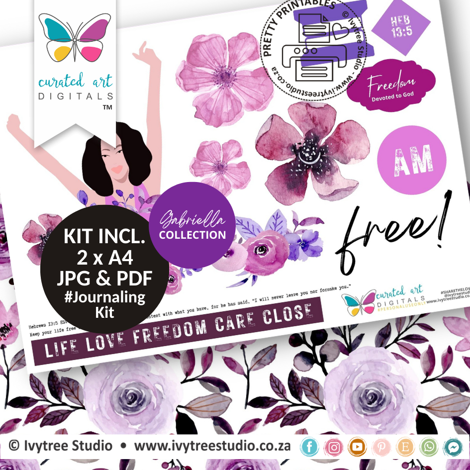 Freedom - journaling Kit - Gabriella collection - Curated Art Digitals - LillyB Design