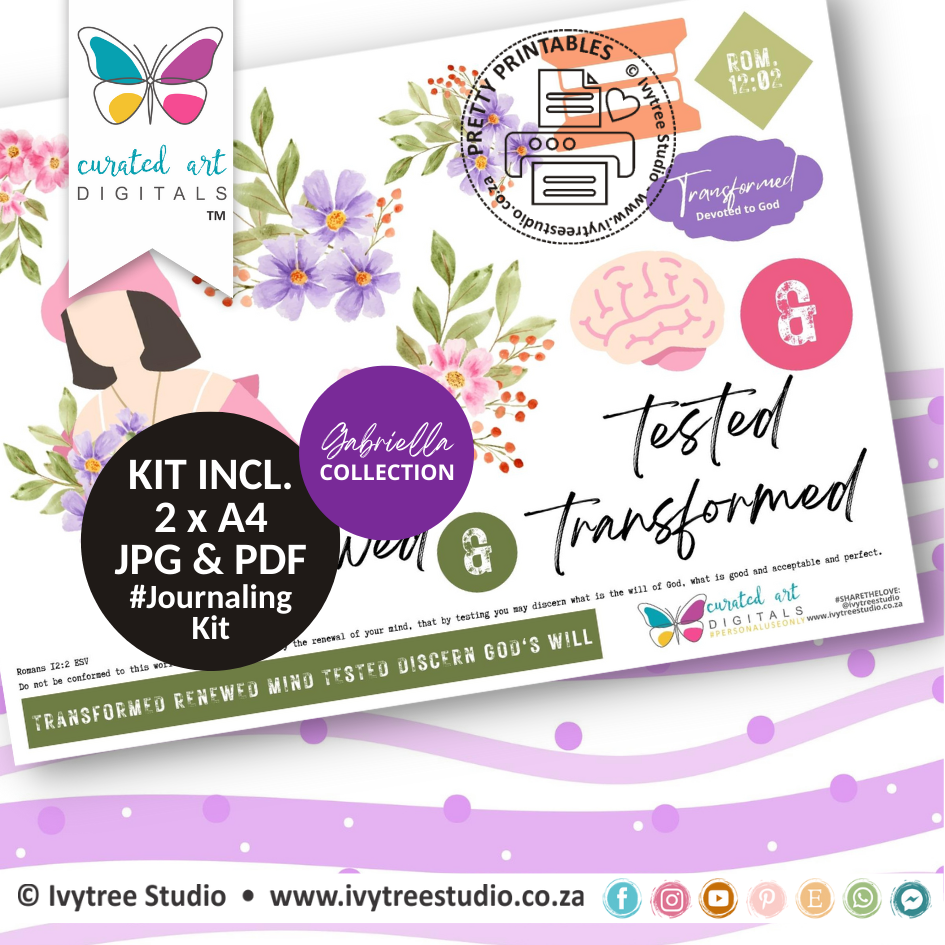 Transformed - Journaling Kit - Gabriella collection - Curated Art Digitals - LillyB Design