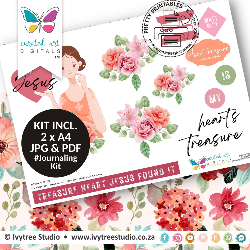 Heart Treasure - journaling Kit - Gabriella collection - Curated Art Digitals - LillyB Design
