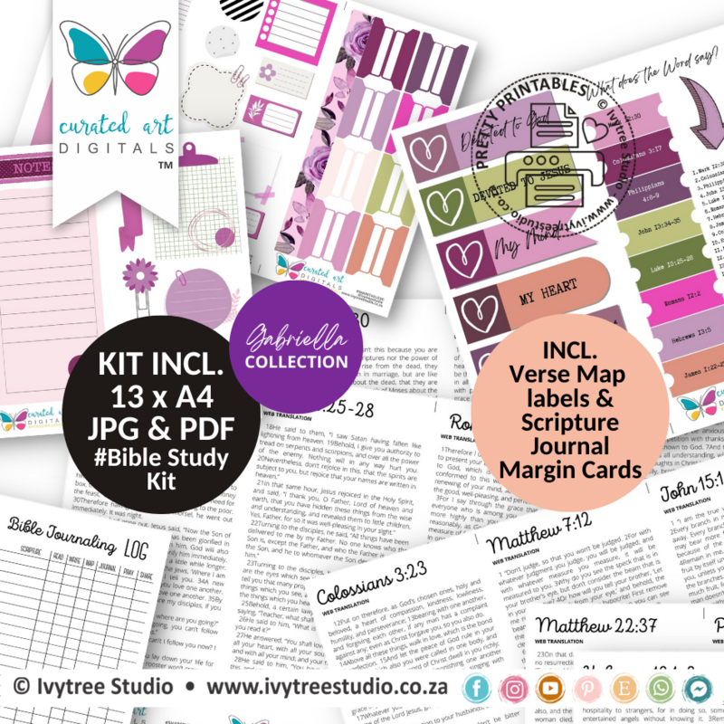 Devoted Bible Study Kit - Gabriella collection - Curated Art Digitals - LillyB Design - Incl. verse map items