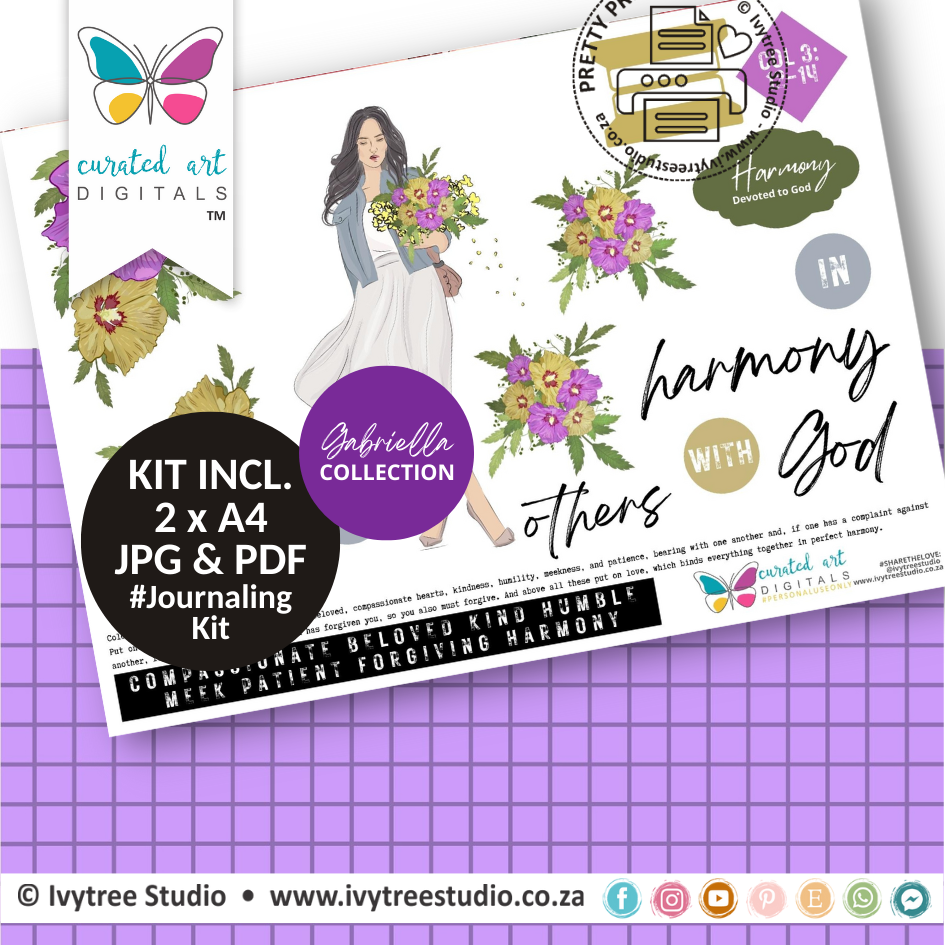 Harmony - journaling Kit - Gabriella collection - Curated Art Digitals - LillyB Design