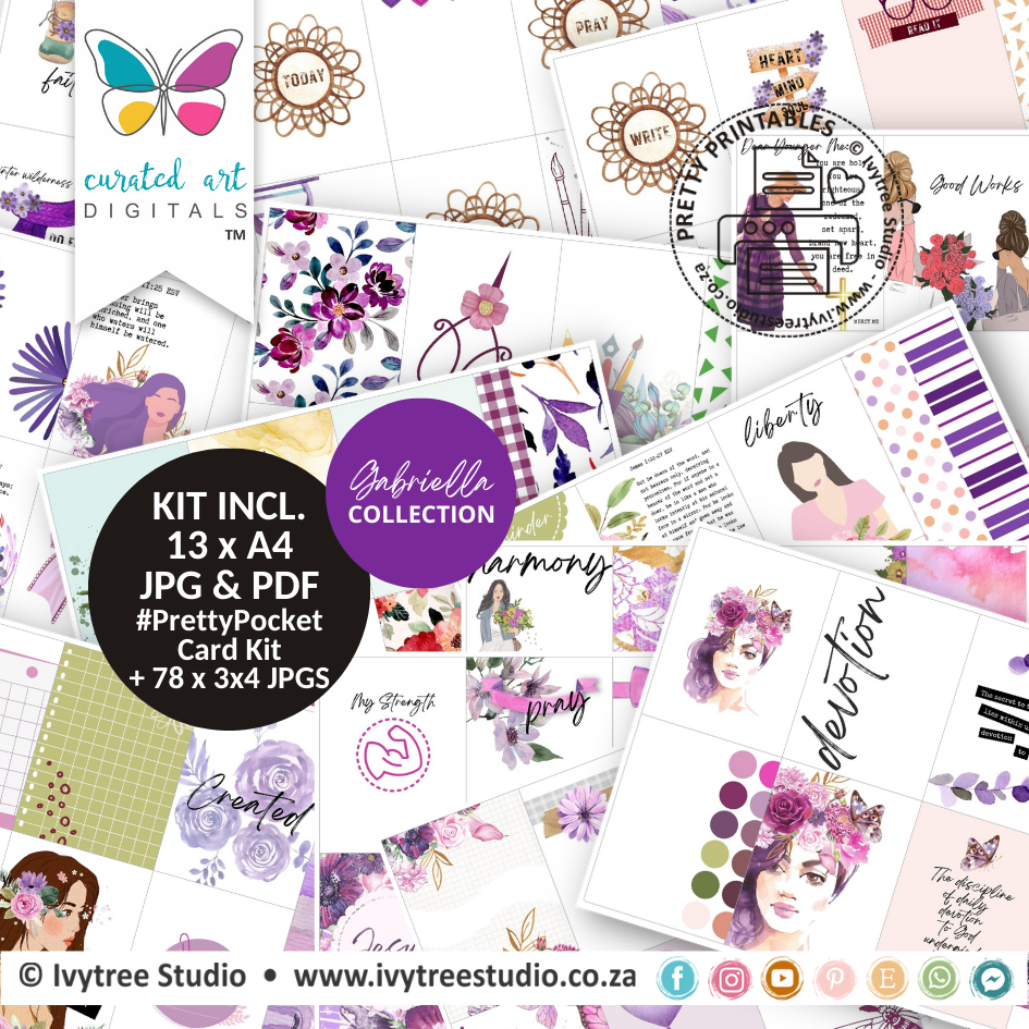 Pretty Pocket Card Bundle - Gabriella collection - Curated Art Digitals - LillyB Design