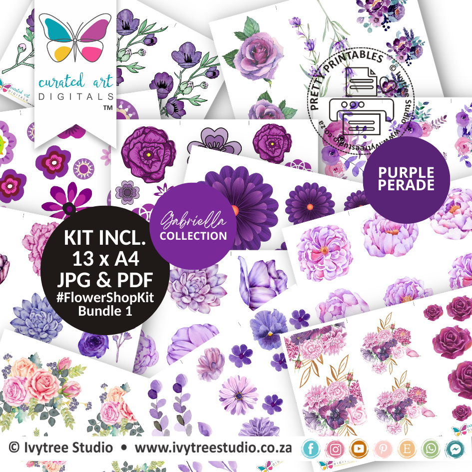 Flower Shop Kit 1 - Purple Parade - Gabriella collection - Curated Art Digitals - LillyB Design