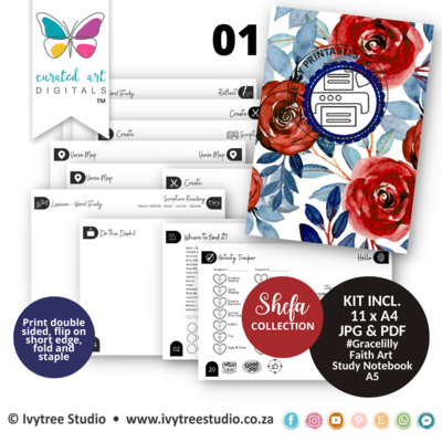 Gracelilly Faith Art Study Notebook 1- Shefa Collection - Curated Art Digitals - Two designs for the price of one