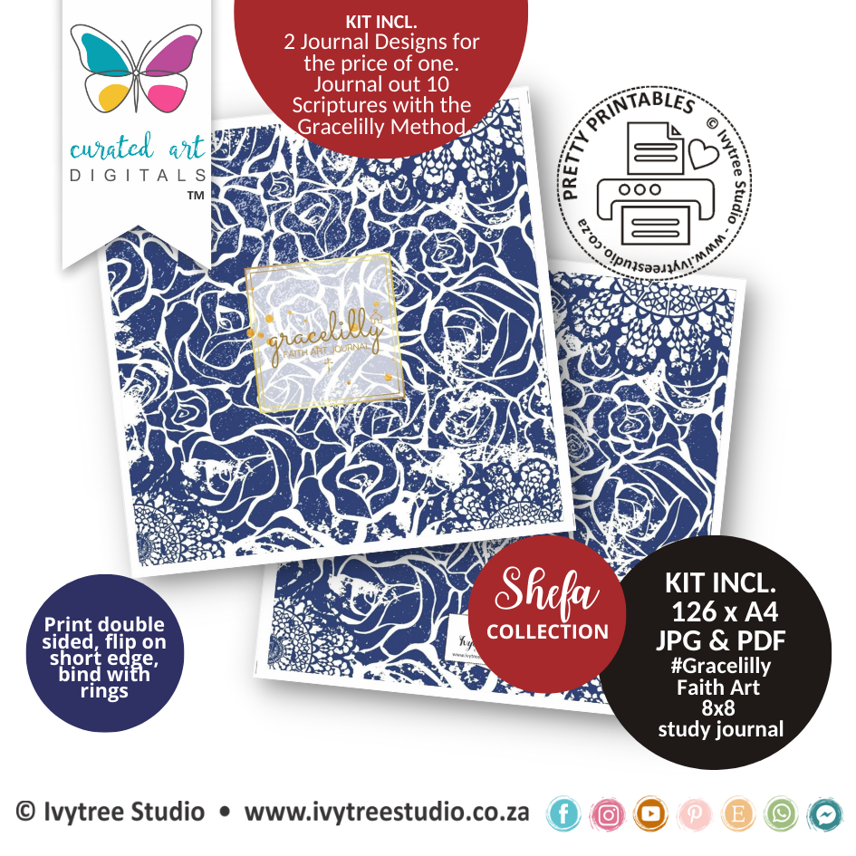 Gracelilly Faith Art Journal 8x8 - Shefa Collection - Curated Art Digitals - Two designs for the price of one